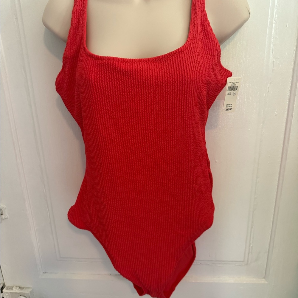 Aerie Vibrant Coral Knit Bathing suit NWT